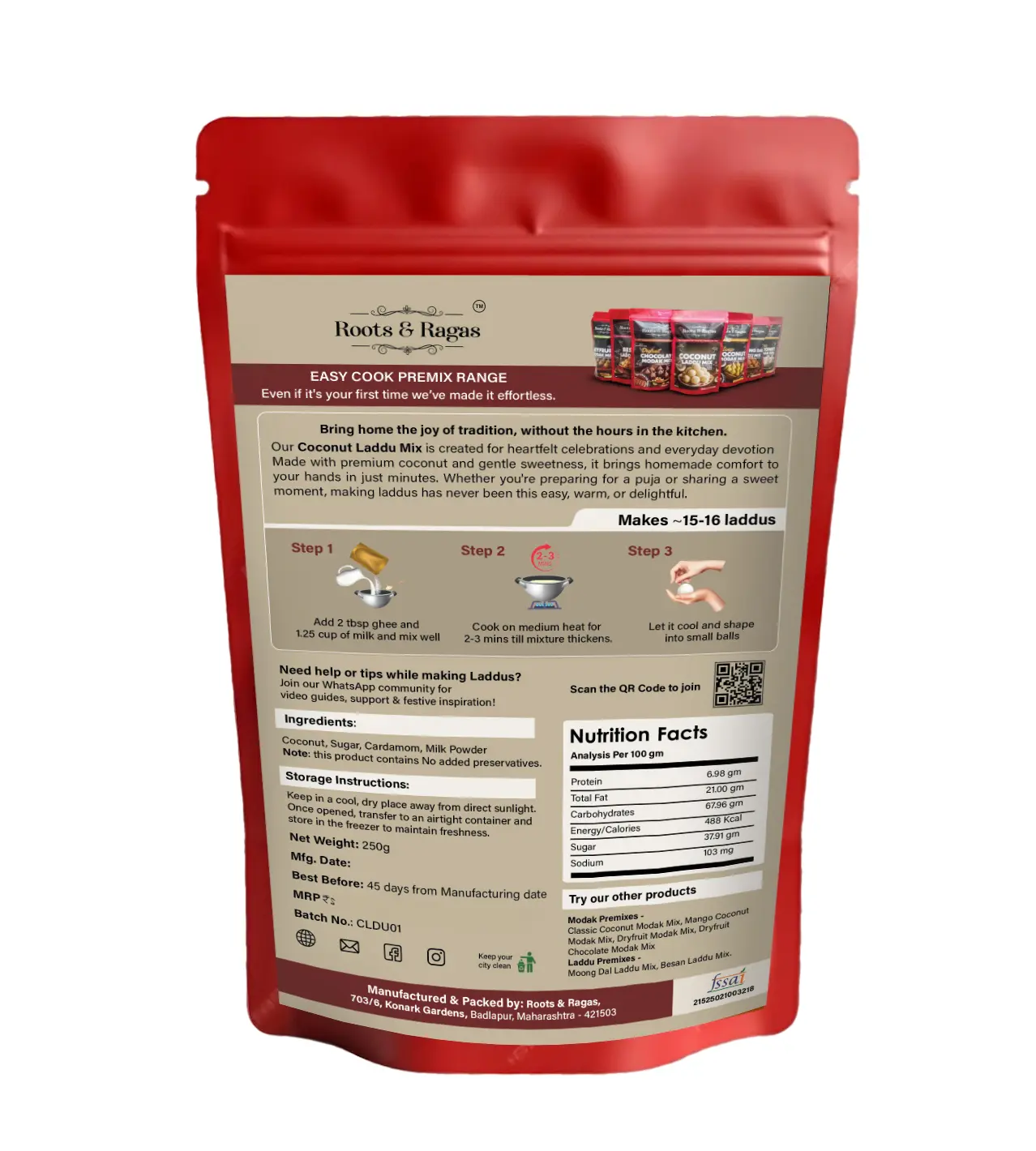 Coconut Laddu Mix (250 gms) - Image 2