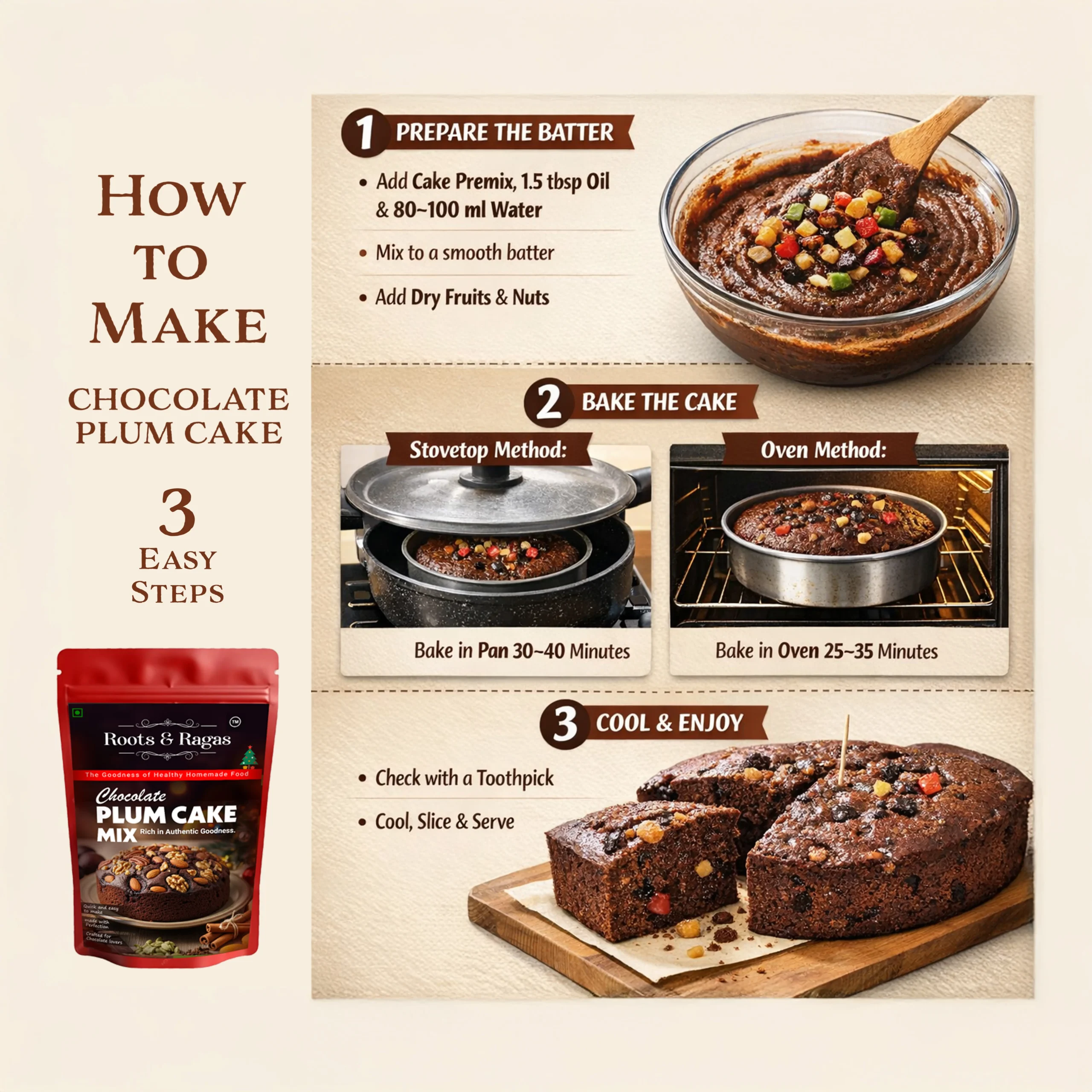 Chocolate Plum Cake Mix (200 gms) - Image 6